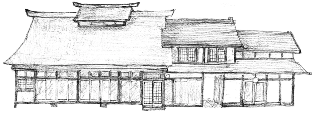 拠点となる古民家の外観イラスト